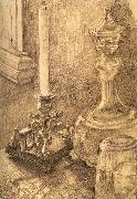 Still Life with a Candlestick,a carafe,and a glass, Mikhail Vrubel
